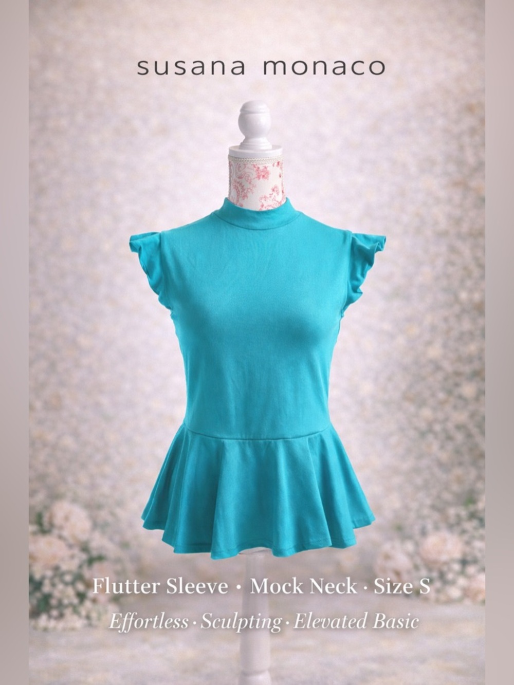 Susana Monaco Flutter Edge Peplum Blouse in Saint Lucia SZ Small NEW